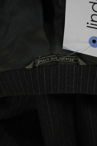 Ermenegildo Zegna Mens Striped Dark Gray Suit Jacket Size L