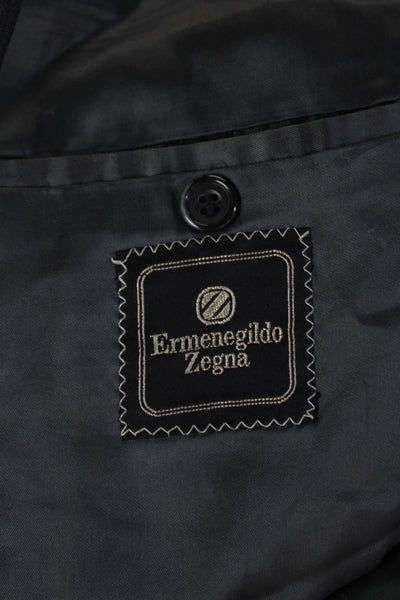 Ermenegildo Zegna Mens Striped Dark Gray Suit Jacket Size L