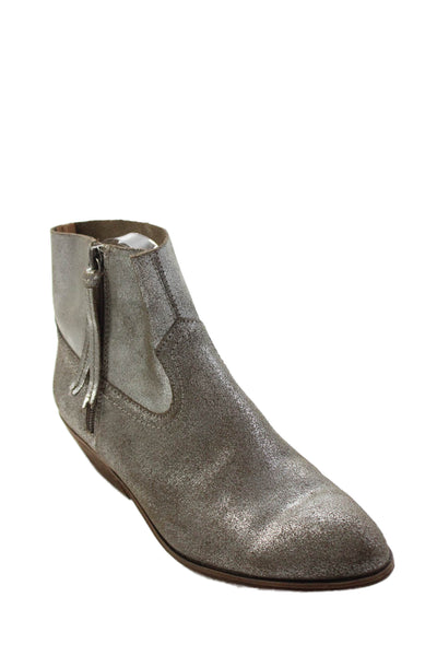 Frye Womens Leather Zip Up Ankle Boots Silver Metallic Size 7.5 Medium