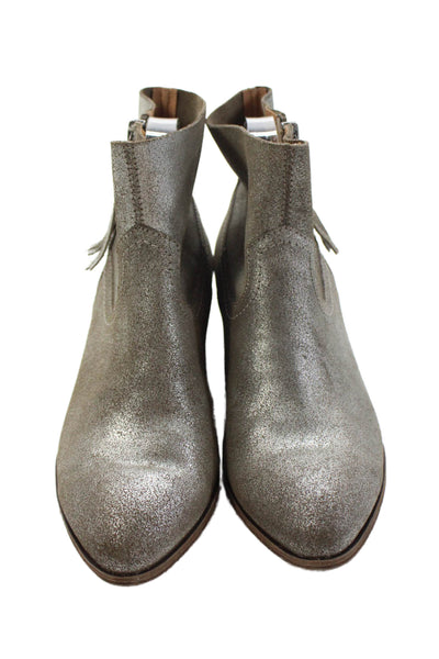 Frye Womens Leather Zip Up Ankle Boots Silver Metallic Size 7.5 Medium