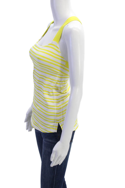 Lululemon Womens White Striped Nylon Square Neck Sleeveless Camisole Size 4