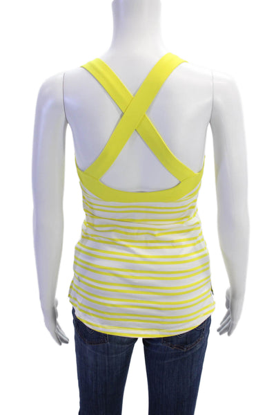 Lululemon Womens White Striped Nylon Square Neck Sleeveless Camisole Size 4