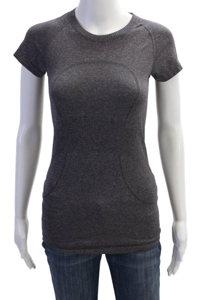 Lululemon, Women Dark Gray Nylon Crew Neck Basic T-Shirt Sleeveless Size 4