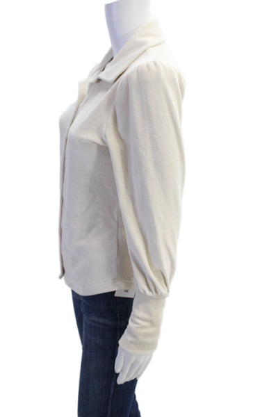 Goldie Women Beige Collared Long Sleeve Button-Up Top Size XS