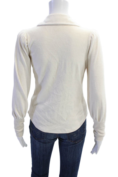Goldie Women Beige Collared Long Sleeve Button-Up Top Size XS