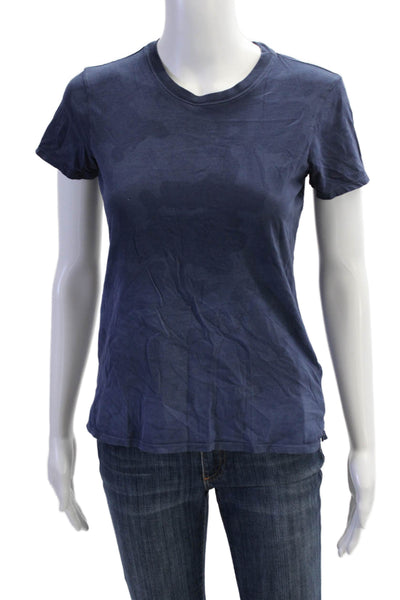 ATM Women Basic Jersey Dark Blue Cotton Crew Neck Short Sleeve T-Shirt Size XS