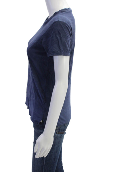 ATM Women Basic Jersey Dark Blue Cotton Crew Neck Short Sleeve T-Shirt Size XS