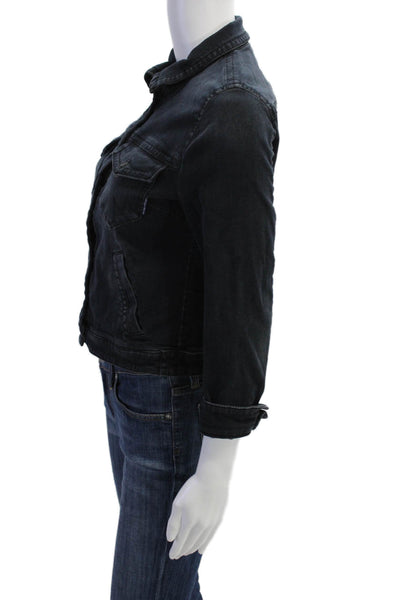Marccain Women Dark Gray Cotton Blend Collared Button Jacket Size 1