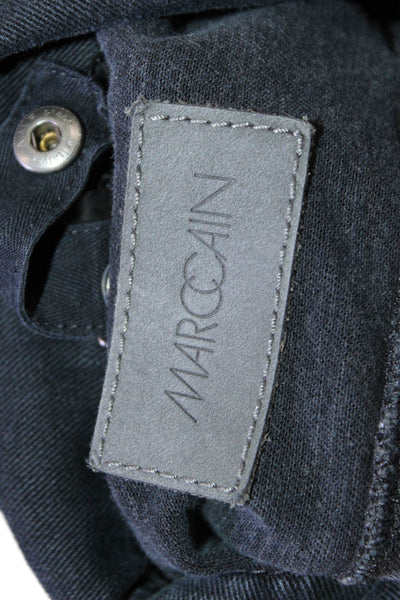 Marccain Women Dark Gray Cotton Blend Collared Button Jacket Size 1