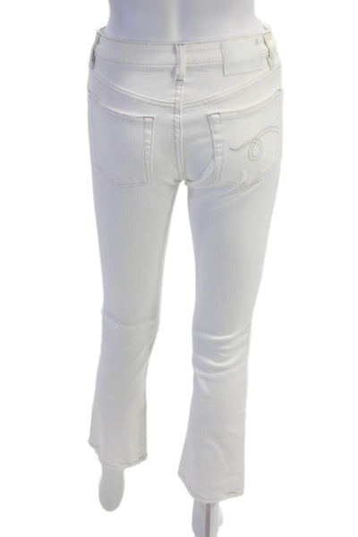 R13 Women Cropped High-Rise White Jeans Cotton Blend Size 24