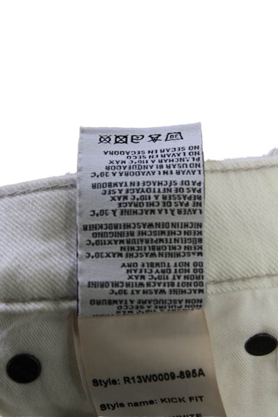 R13 Women Cropped High-Rise White Jeans Cotton Blend Size 24