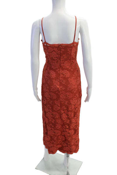 Olvis Womens Bodycon Slip Dress Orange Floral V-Neck Full-Length Size 3