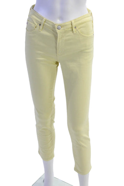 AG Womens Cropped Ankle High Waist Yellow Pants Size 27