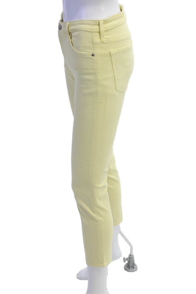 AG Womens Cropped Ankle High Waist Yellow Pants Size 27