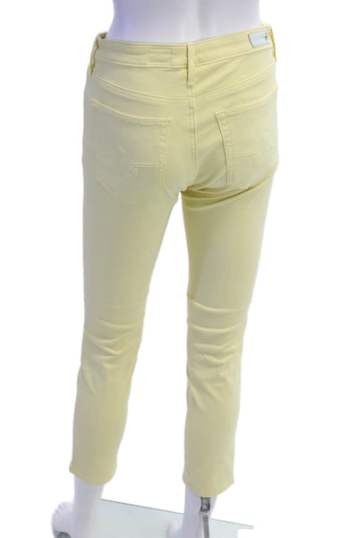 AG Womens Cropped Ankle High Waist Yellow Pants Size 27