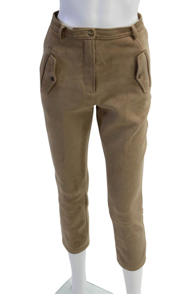 Tracy Reese Unisex Cropped Ankle Brown Faux Suede Pants Size 28