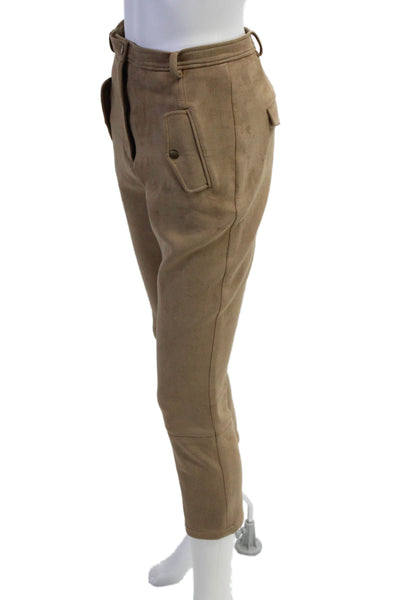 Tracy Reese Unisex Cropped Ankle Brown Faux Suede Pants Size 28