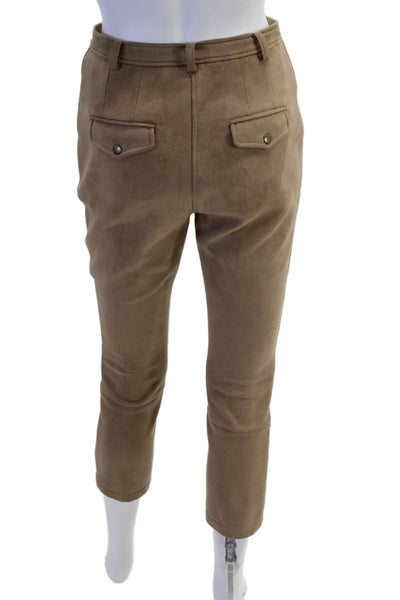 Tracy Reese Unisex Cropped Ankle Brown Faux Suede Pants Size 28