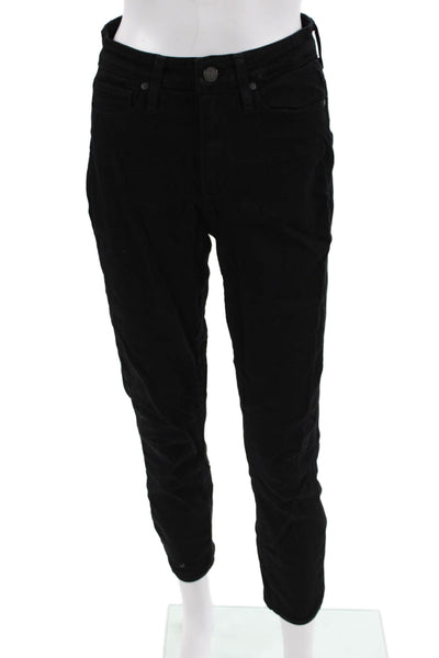 Paige Womens Black Ankle Cropped Pants Button Closure Size 27