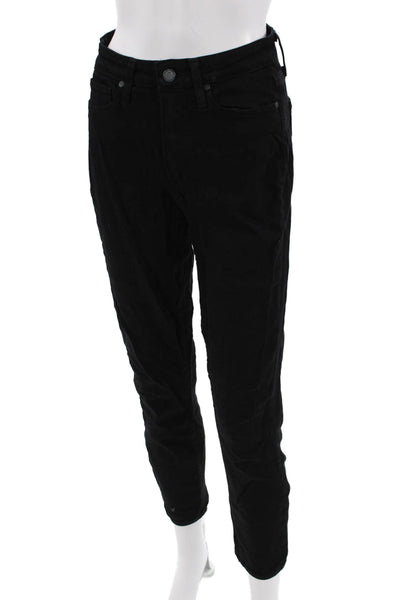 Paige Womens Black Ankle Cropped Pants Button Closure Size 27