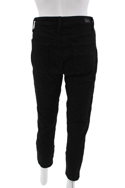 Paige Womens Black Ankle Cropped Pants Button Closure Size 27