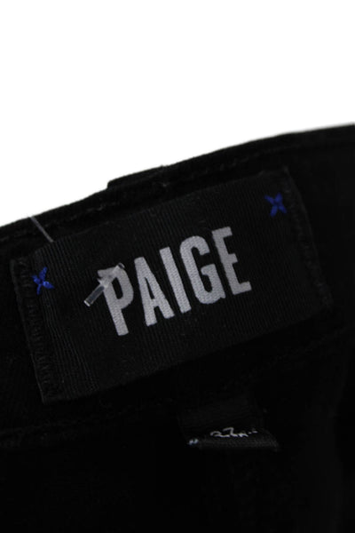 Paige Womens Black Ankle Cropped Pants Button Closure Size 27
