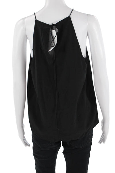 Tibi Women Black Silk Camisole Tie Neck Sleeveless Designer Size 4