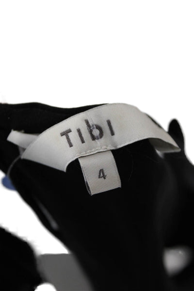 Tibi Women Black Silk Camisole Tie Neck Sleeveless Designer Size 4