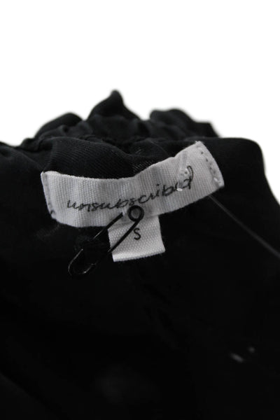Unsubscribed Women Cropped Silk Camisole Black Bohemian Button Size S