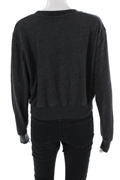 Spiritual Gangster Women Pullover Sweatshirt Dark Gray Graphic Crew Neck Size S