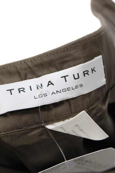 Trina Turk Women Ankle Cropped Dress Pants Brown Zip Size 28