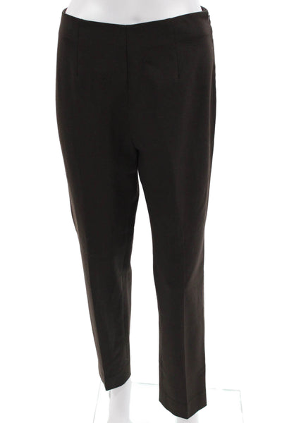 Leggiadro Womens Dress Pants Brown Wool Zip Classic Size 4