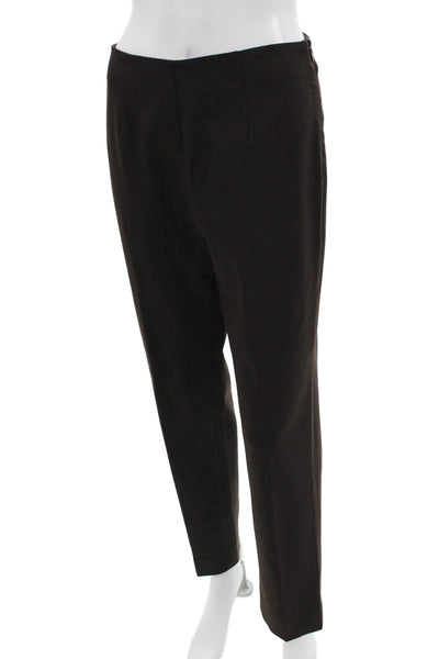 Leggiadro Womens Dress Pants Brown Wool Zip Classic Size 4