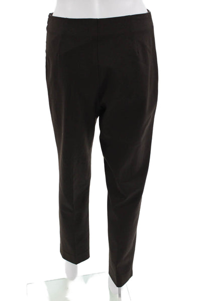 Leggiadro Womens Dress Pants Brown Wool Zip Classic Size 4