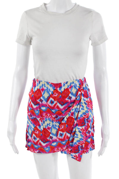 Zara Womens Blue Geometric Polyester Mini Wrap Skort Size XS