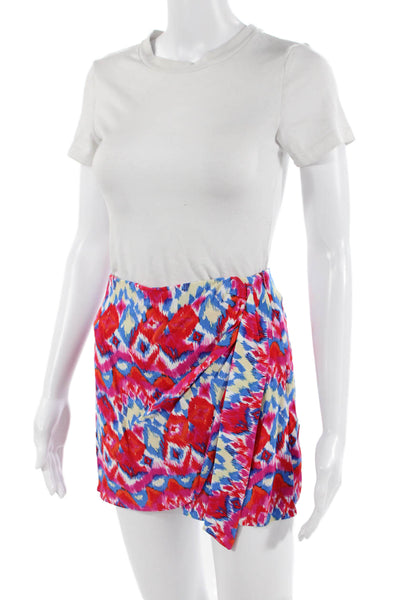 Zara Womens Blue Geometric Polyester Mini Wrap Skort Size XS