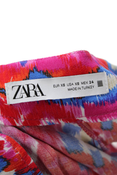 Zara Womens Blue Geometric Polyester Mini Wrap Skort Size XS