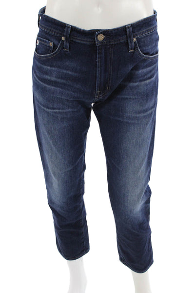 AG Adriano Goldschmied Men Dark Blue Cropped Ankle Jeans Button Size 32