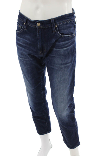 AG Adriano Goldschmied Men Dark Blue Cropped Ankle Jeans Button Size 32