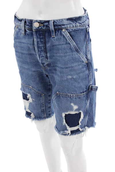 Frame Unisex Bermuda Cargo Shorts Blue Cotton Size 26