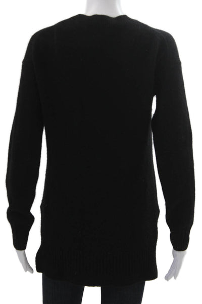 C by Bloomingdales Women Cashmere Cardigan Sweater Black Button Crew Size S