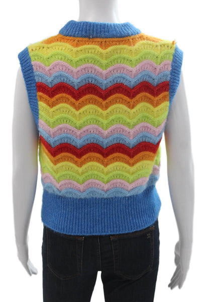 Zara Unisex Striped Crew Neck Sleeveless Vest Multi-Color Size S