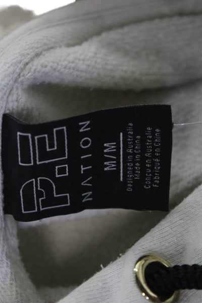 PE Nation Women Pullover Hoodie Beige Long Sleeve 100% Organic Cotton Size M