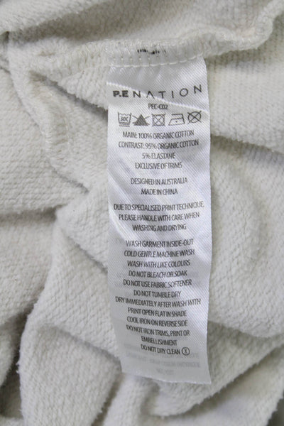 PE Nation Women Pullover Hoodie Beige Long Sleeve 100% Organic Cotton Size M