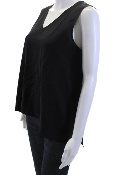 Magaschoni Women Silk V-Neck Tank Black Size 6
