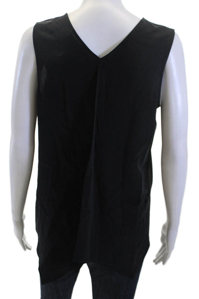 Magaschoni Women Silk V-Neck Tank Black Size 6
