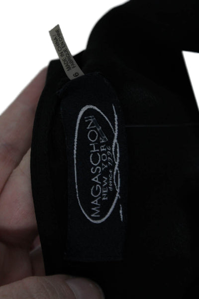 Magaschoni Women Silk V-Neck Tank Black Size 6