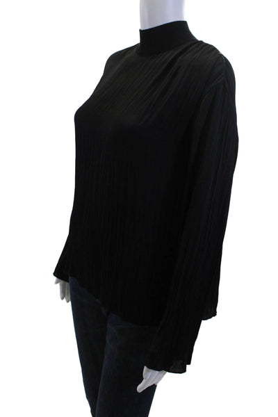 Vince Women Black Polyester Mock Neck Long Sleeve Blouse Size S