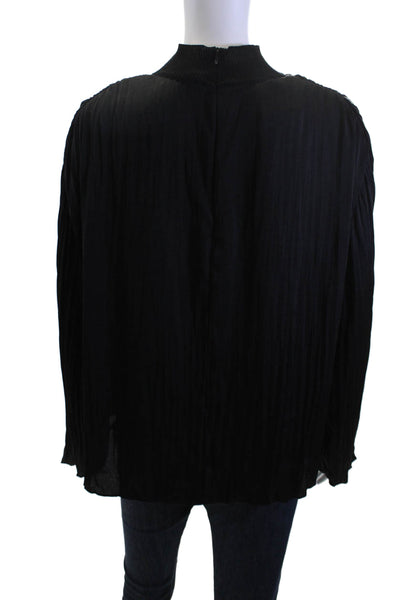 Vince Women Black Polyester Mock Neck Long Sleeve Blouse Size S