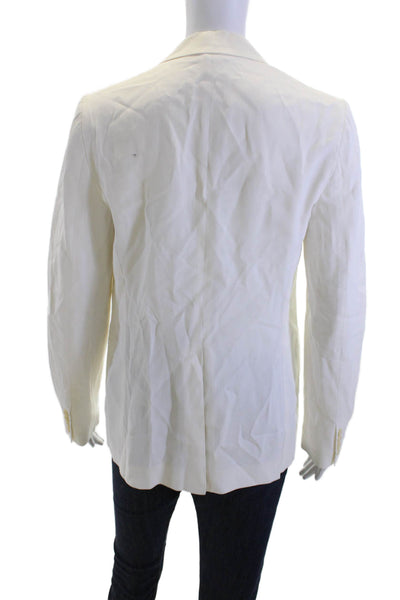 Theory Unisex Designer White Collared Blazer Button Closure Viscose Size 2